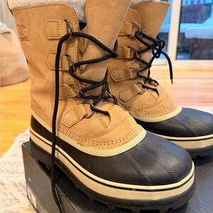 Sorel Black and Tan Snow Boots